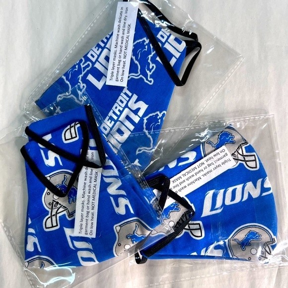 generic Other - NWT Detroit Lions NFL Football Men’s Reusable Triple Layer Face Masks Set of 3